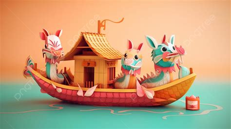 House On Dragon Boat During Dragon Boat Festival Background House