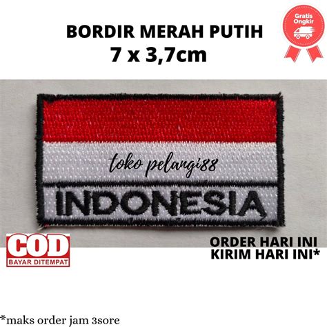 Jual Bed Indonesia Merah Putih Emblem Bendera Bordir Bedge Bet Merah