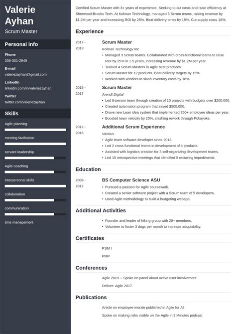 Scrum Master Resume Examples For 2024 Templates And Skills