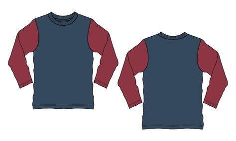 Premium Vector Two Tone Red And Navy Blue Color Long Sleeve T Shirt