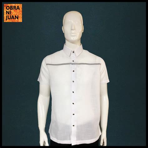 Obra Ni Juan Inno Fit Regular Fit Polo Barong With Border White