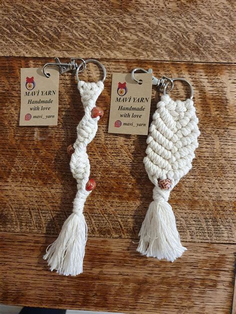 Macrame Keyring Uk Llavero Llaveros Hechos A Mano Llavero Etsy