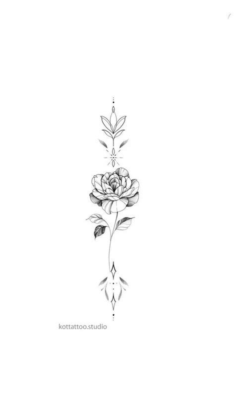 A Black And White Drawing Of A Rose With Leaves On It S Stem Is Shown