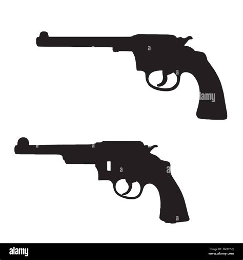 Vector Illustration Of Revolver Gun Silhouette Stock Vector Image And Art