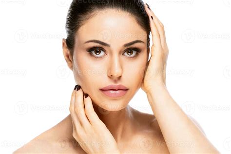 Beautiful Woman Face Portrait Beauty Skin Care Concept Isolated On