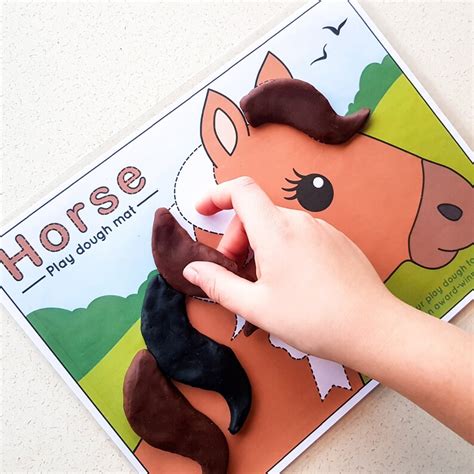 Horse Mane Play Dough Mat, Kids Equestrian Winner Playdough, Childrens ...