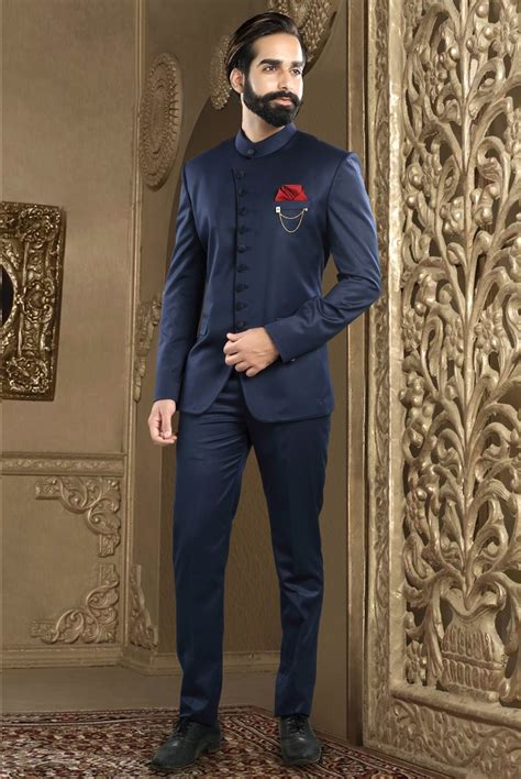 Navy Blue Bandhgala Jodhpuri Suit