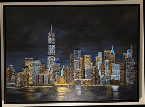 Acrylic Painting on Canvas - New York City Night Skyline | imagicArt