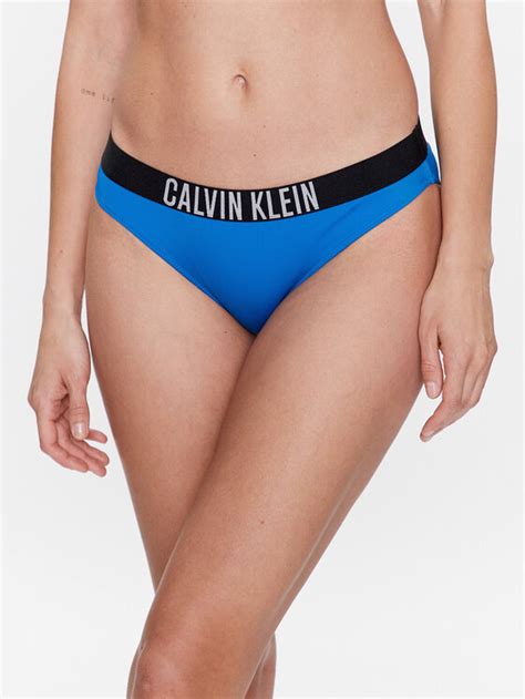 Calvin Klein Swimwear Dół od bikini KW0KW01983 Niebieski Modivo pl