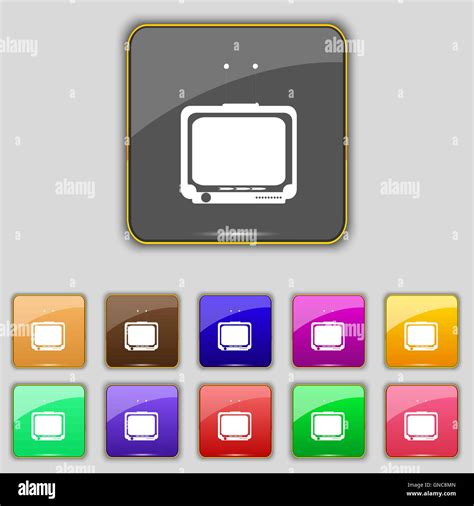 Tv Icon Sign Set With Eleven Colored Buttons For Your Site Vector