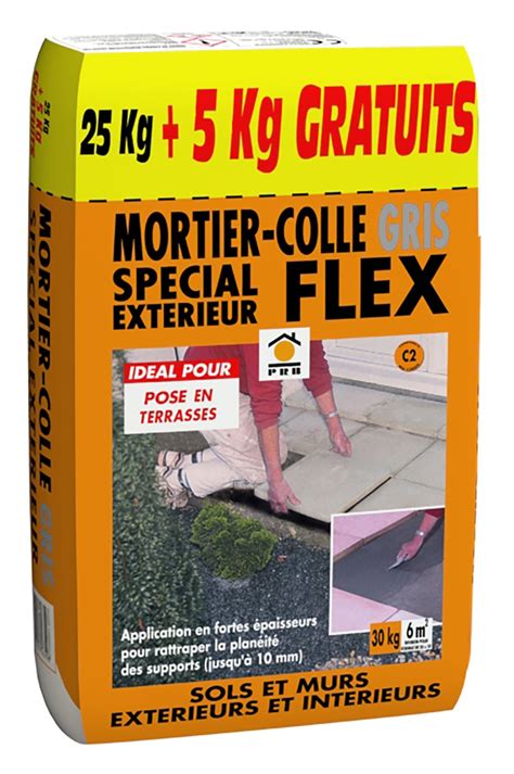 Mortier colle Flex f60 mortier adhésif mur sol gris PRB 30 kg Leroy