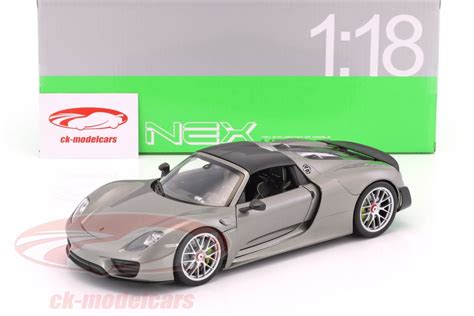 Welly 1:18 Porsche 918 Spyder Cabriolet Closed Top Gray metallic ...