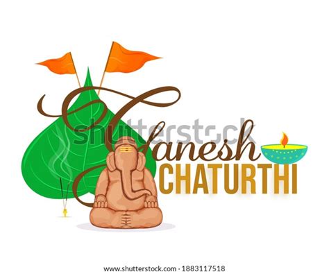 Ganesh Chaturthi Font Creative Soil Idol Stock Vector (Royalty Free ...