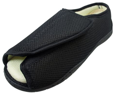 Mens Ladies Open Toe Very Wide E/5E Opens Out Flat Memory Foam Diabetic ...