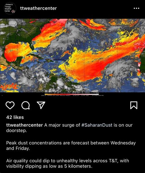 TTWeatherCenter: Peak Sahara dust concentrations in T&T between ...