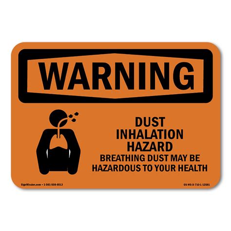 OSHA WARNING Sign - Dust Inhalation Hazard | Decal | Protect Your