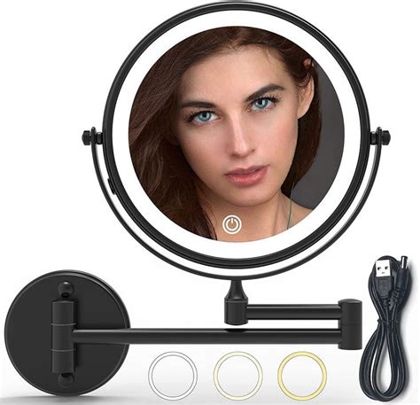 Rechargeable Led Illuminated Wall Mounted Makeup Mirror Double Sided