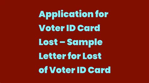 Application For Voter ID Card Lost Sample Letter For Lost Of Voter ID