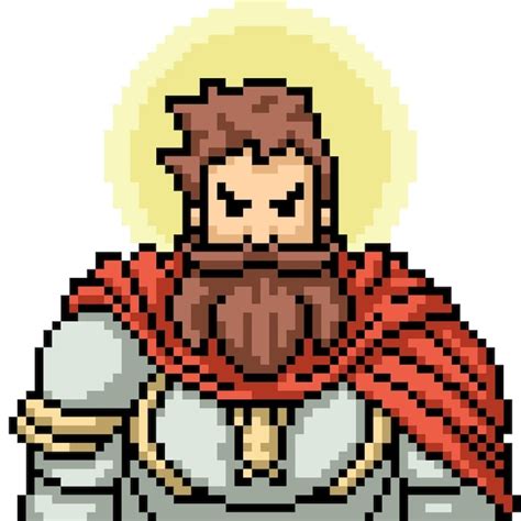 El pixel art de la fantasía del caballero paladino Vector Premium