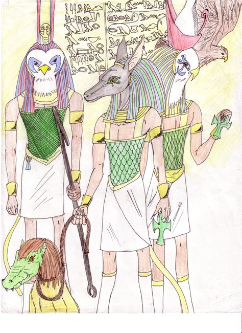 Anubis, Horus, and Ra by DairuAnubis on DeviantArt