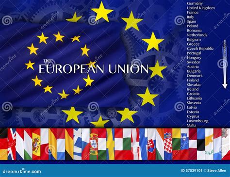 Europe Countries And Flags Of The European Union Stock Illustration