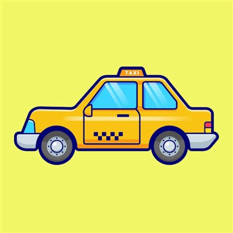 Ícono vectorial de dibujos animados de vehículos de taxi Ilustración