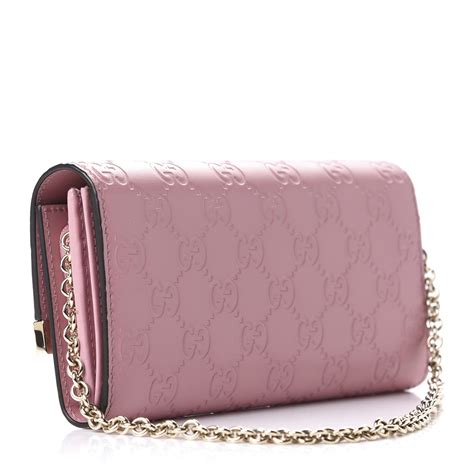 Gucci Guccissima Signature Chain Wallet Pink