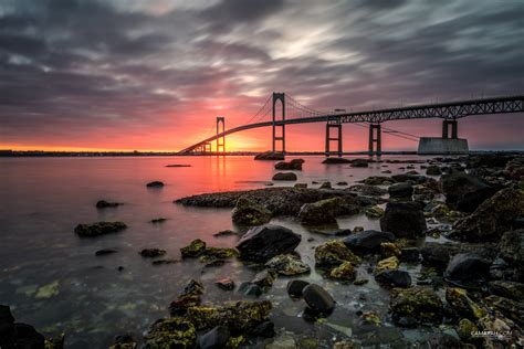 claiborne pell newport bridge fierce sunrise city landscape