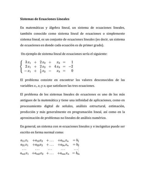 Sistemas De Ecuaciones Lineales Docsity Udocz