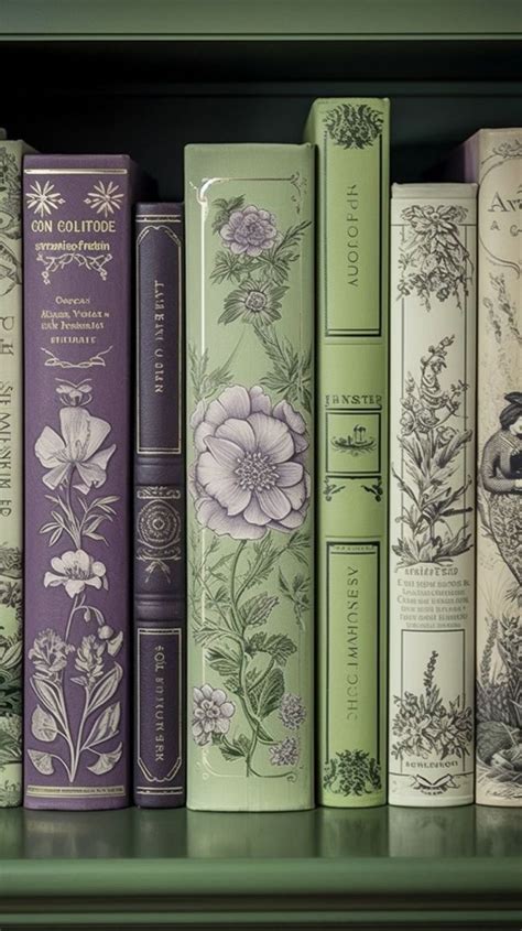 A Row Of Books Sitting On Top Of A Green Book Shelf Next To Each Other