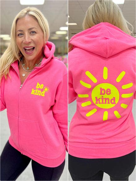 Be Kind Sunshine Pink Zip Up Hoodie Sunshine Sisters