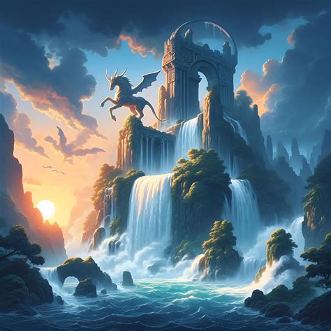 Mythical Waterfall By Rwartprints On Deviantart
