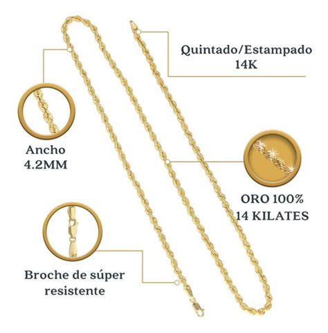 Cadena Torzal Torsal Oro 14k 60cm 4 2mm Italy Grueso Hombre Envío Gratis