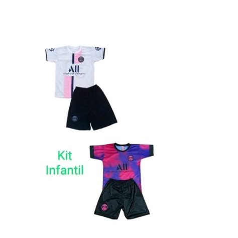 Conjunto De Time Futebol Infantil Psg Camisa Shorts Shopee Brasil