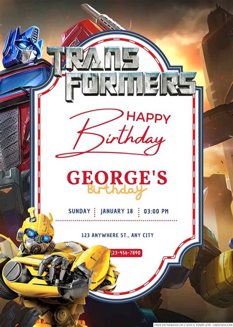 Free Editable Transformers Birthday Invitation Download Hundreds Free