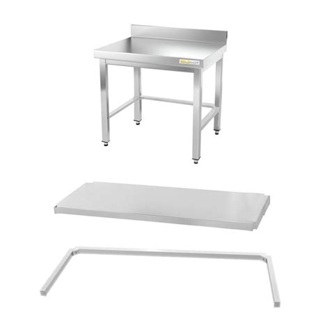 Table inox soubassement 600 x 700 mm adossée avec renfort GOLDINOX