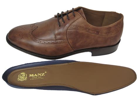 Manz Herren Business Leder Schuhe Budapester Derby Whisky Cognac