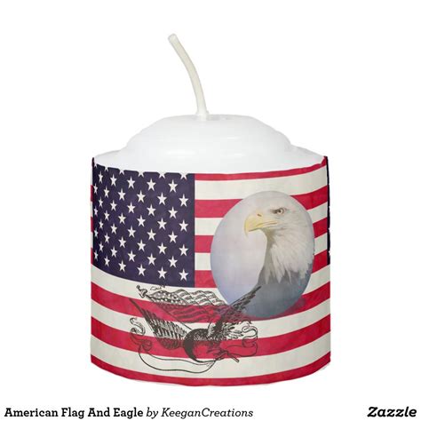 American Flag And Eagle Votive Candle Personalized