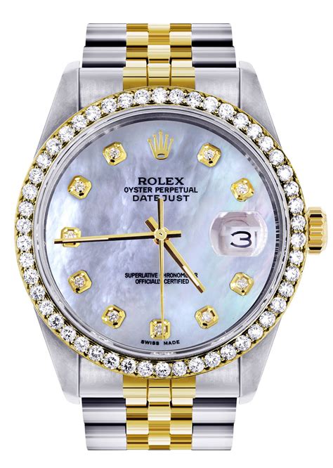 Two Tone Rolex Datejust Watch 16233 For Men 36mm Mother Of Pearl D