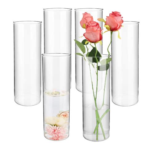 Glass Cylinder Vases For Centerpieces 16 Pcs Large Clear Hurricane