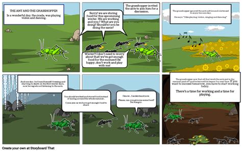 The Ant And Grasshopper Storyboard By B6e1f9c1