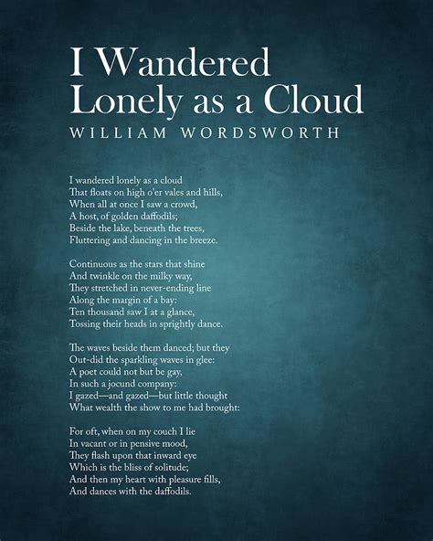 William Wordsworth I Wandered Lonely As A Cloud