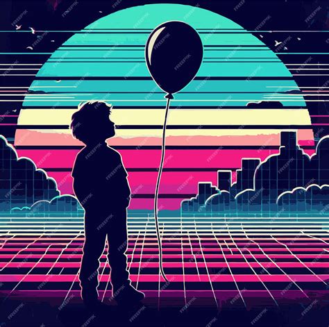 Premium Vector A Boy With A Balloon