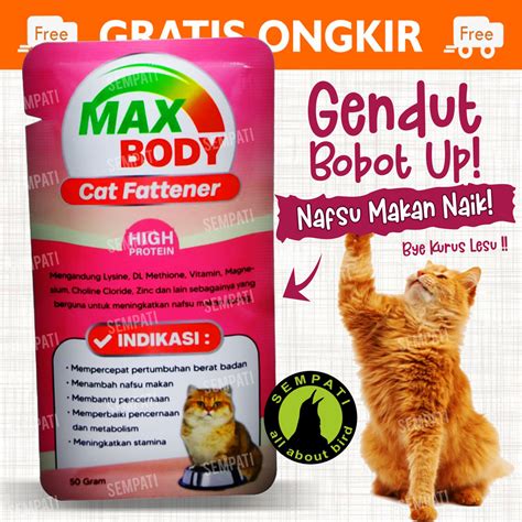 Jual Max Body Cat Fattener 50gr High Protein Vitamin Obat Gemuk Kucing