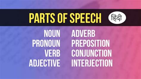 Parts Of Speech In Hindi