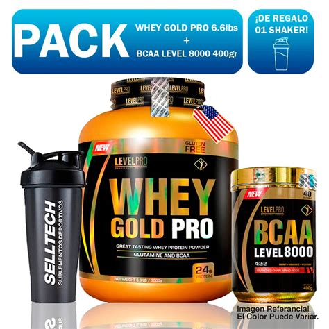 Ripley WHEY GOLD PRO 6 6LBS VAINILLA BCAA LEVEL 8000 400GR FRUIT P