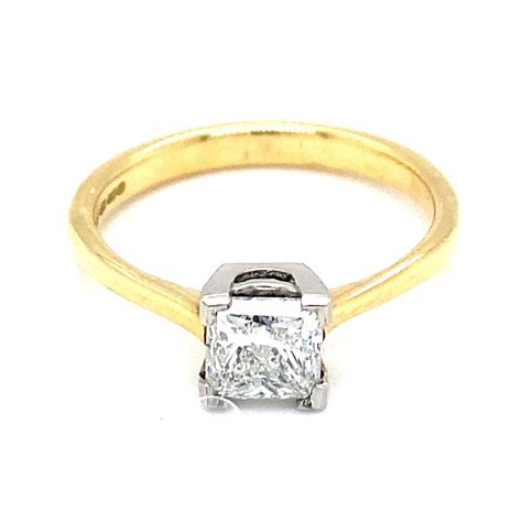 1ct Natural Diamond Solitaire Ring Princess Cut 18kt Gold Etsy