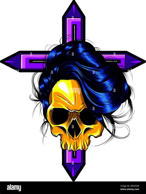 vector illustration of Christian cross with skull on white background ...