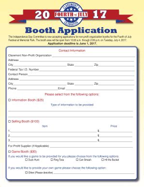 Fillable Online Booth Form 2017 Indd City Of Claremont Fax Email