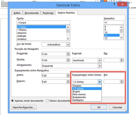 Como mudar o espaçamento padrão de linhas no Word 2013